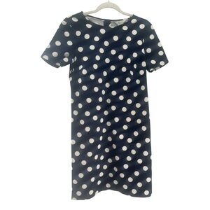 Boden Polka Dot Shift Dress Navy White Stretch size 4 knee length NWT